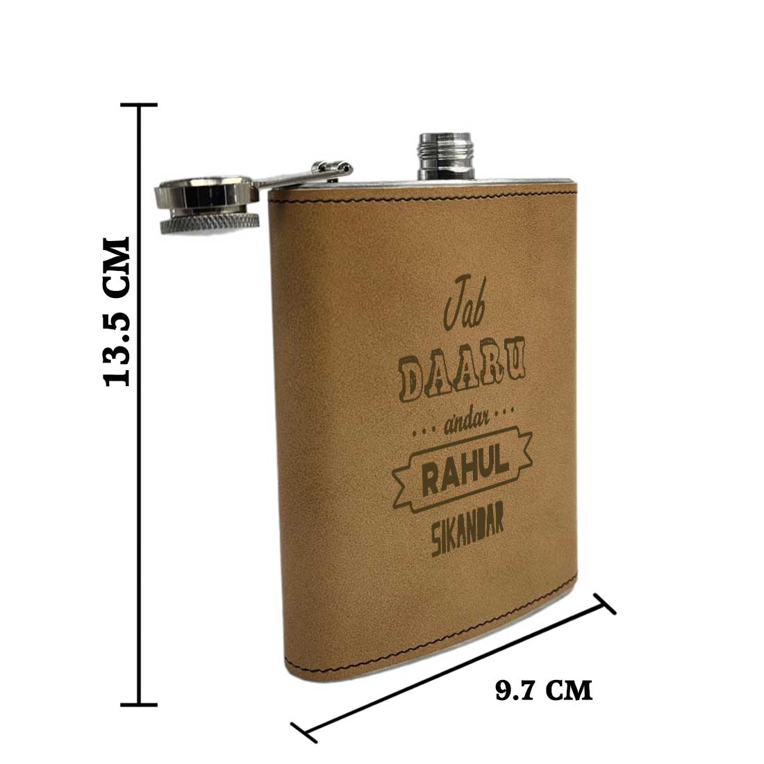 Faux Leather Hip Flask Personalised With Name Engraved Alcohol Flasks - Daaru - Image 3