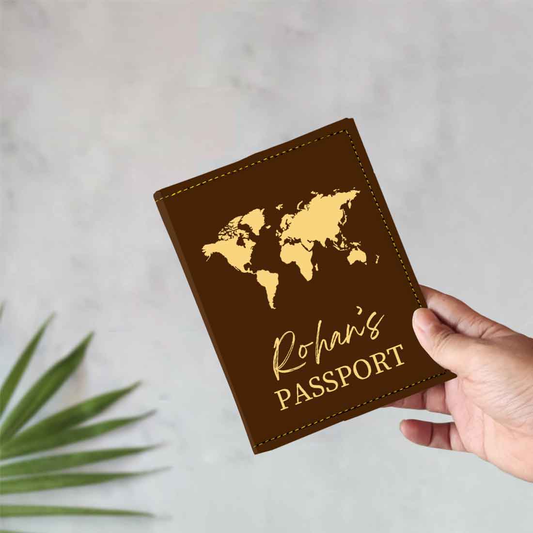 Leather Passport Holder Customized with Name Design Passport Cover and Luggage Tag Set - MAP - Image 38