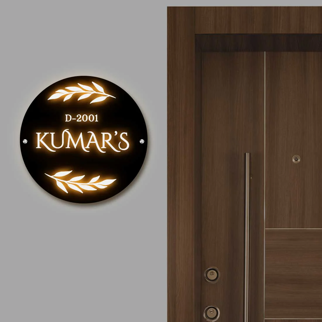 Led Light Name Board for Home Circle Name Plate-11.8x11.8 Inch Acrylic Nameplate With 3D Raised Fonts - Image 2