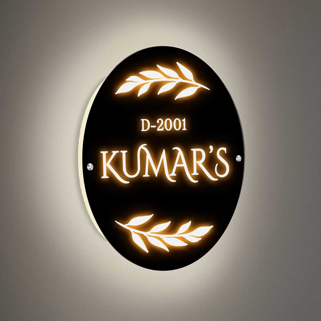 Led Light Name Board for Home Circle Name Plate-11.8x11.8 Inch Acrylic Nameplate With 3D Raised Fonts - Image 3