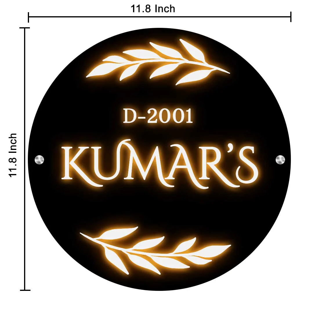 Led Light Name Board for Home Circle Name Plate-11.8x11.8 Inch Acrylic Nameplate With 3D Raised Fonts - Image 4