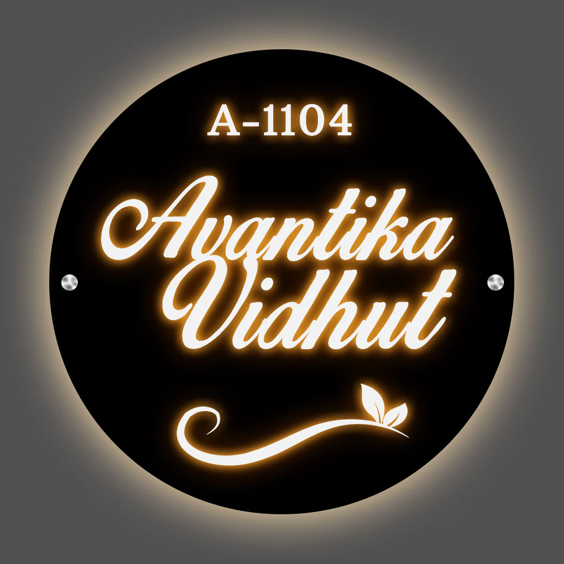 House Name Plate with Light Custom Round Name Board-11.8x11.8 Inch Acrylic Nameplate With 3D Raised Fonts - Image 2