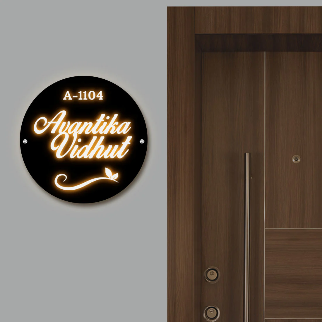 House Name Plate with Light Custom Round Name Board-11.8x11.8 Inch Acrylic Nameplate With 3D Raised Fonts - Image 3