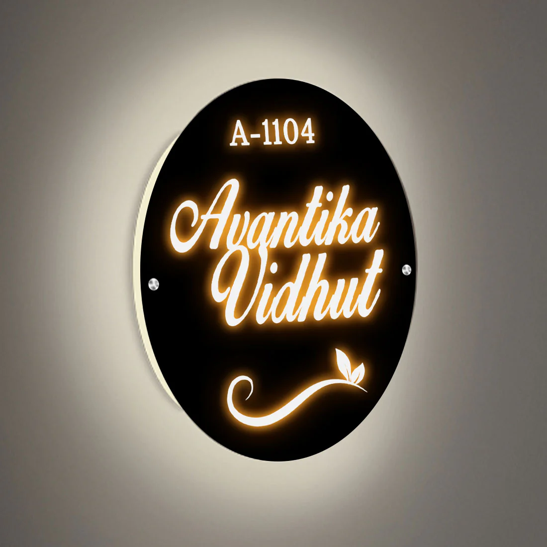 House Name Plate with Light Custom Round Name Board-11.8x11.8 Inch Acrylic Nameplate With 3D Raised Fonts - Image 4