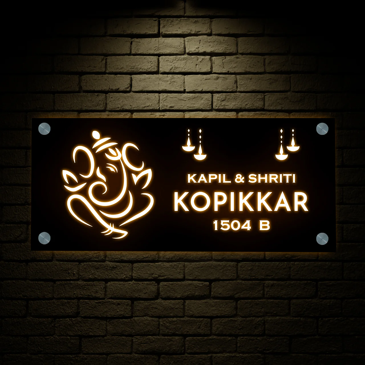 LED Name Plate Light Name Plates For Home-Acrylic Name Plate with 3D Raised Fonts