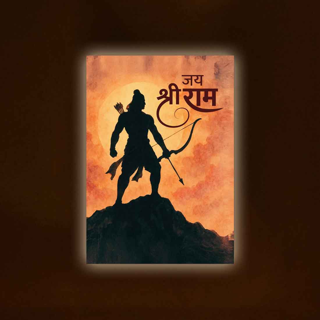 LED Ram Wall Art Photo Frame for Home Temple & Spiritual Decoration