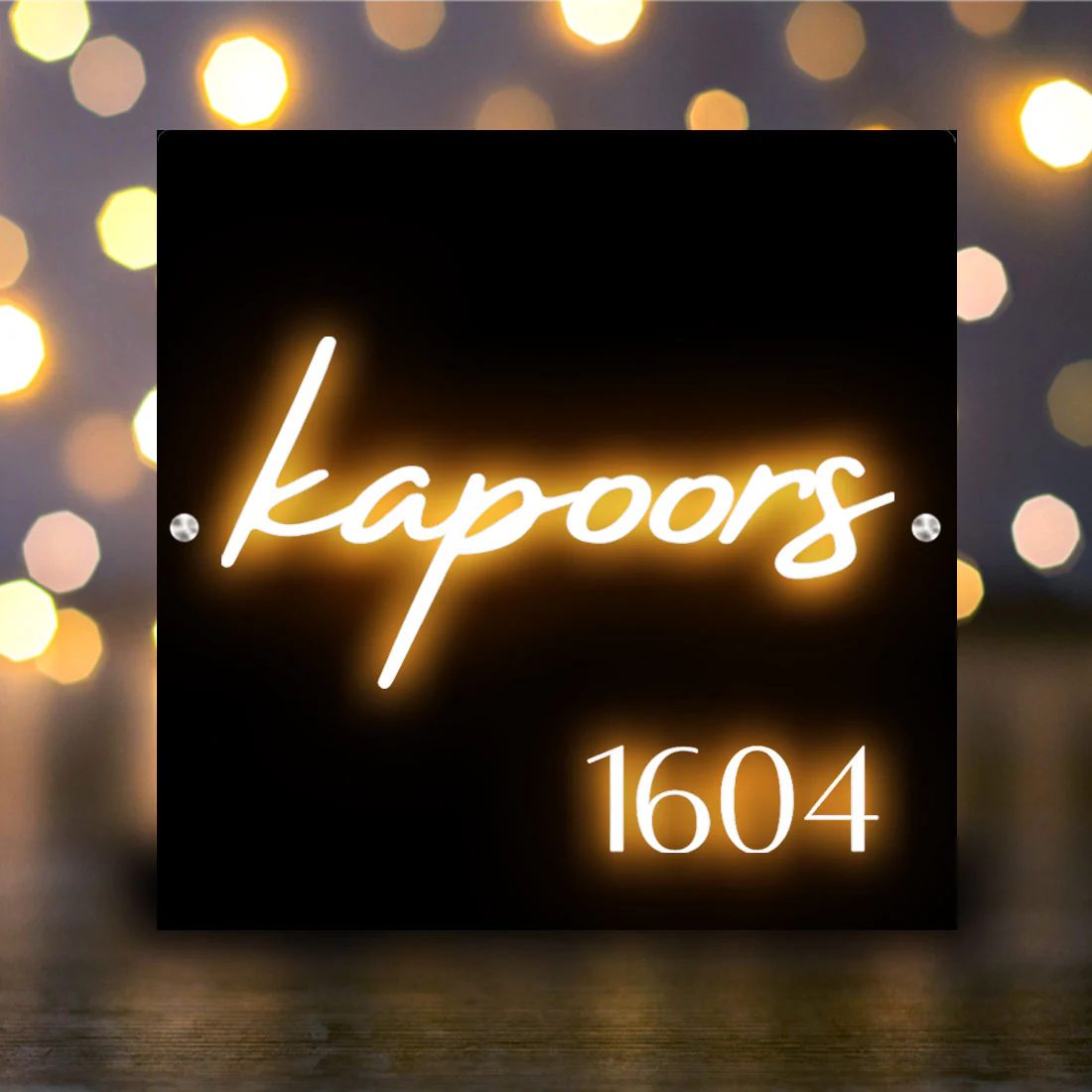 Light Name Plate For Home Led Nameplate Square-11.8x11.8 Inch Acrylic Name Board With 3D Raised Fonts