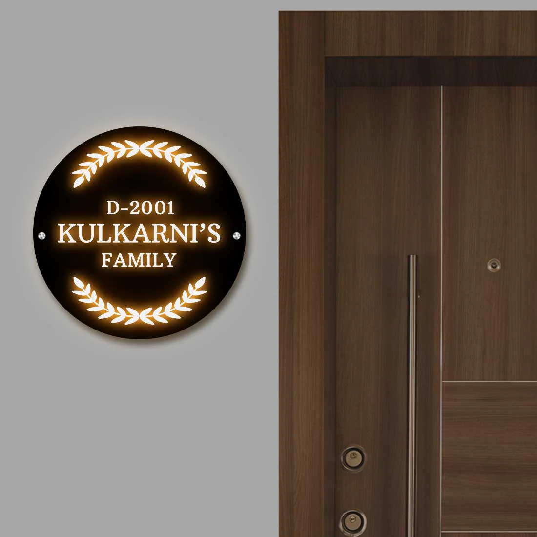 Lighting Name Board Round Name Plate Design-11.8x11.8 Inch Acrylic Nameplate With 3D Raised Fonts - Image 2