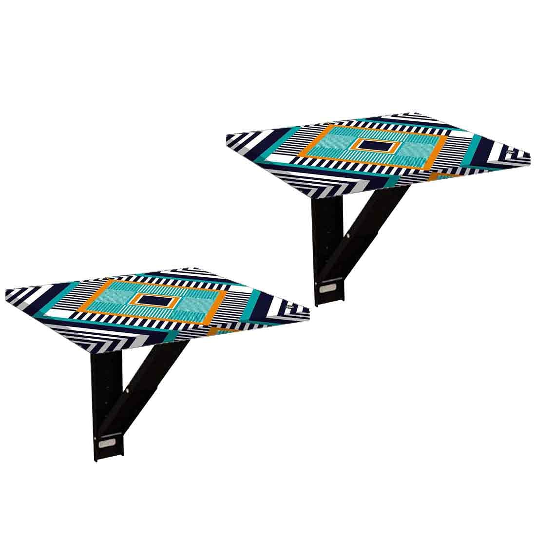 Floating Side Table for Bedroom - Green Black Lines - Image 2