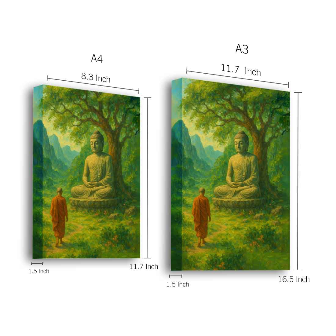 Lord Buddha Photo Frame with LED Light - Tranquil Glow Wall Art for Home & Office Décor - Image 3