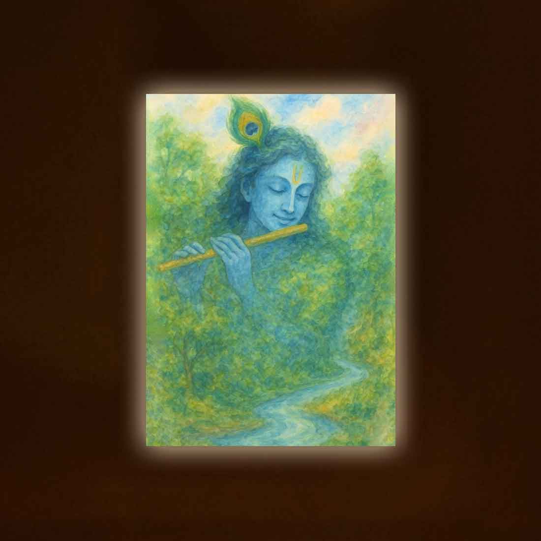 Lord Krishna Photo Frame with LED Backlight –– Ideal for Spiritual Spaces & Special Occasions - Image 2