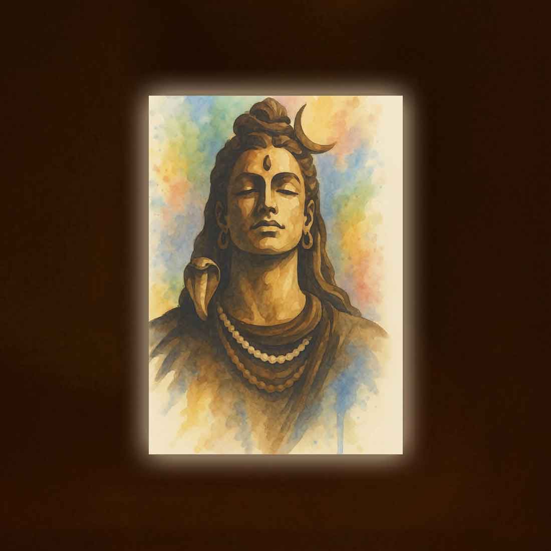 Lord Shiva Photo Frame with Light, HD Print – Premium Acrylic Wall Décor for Pooja Room & Gifting - Image 2