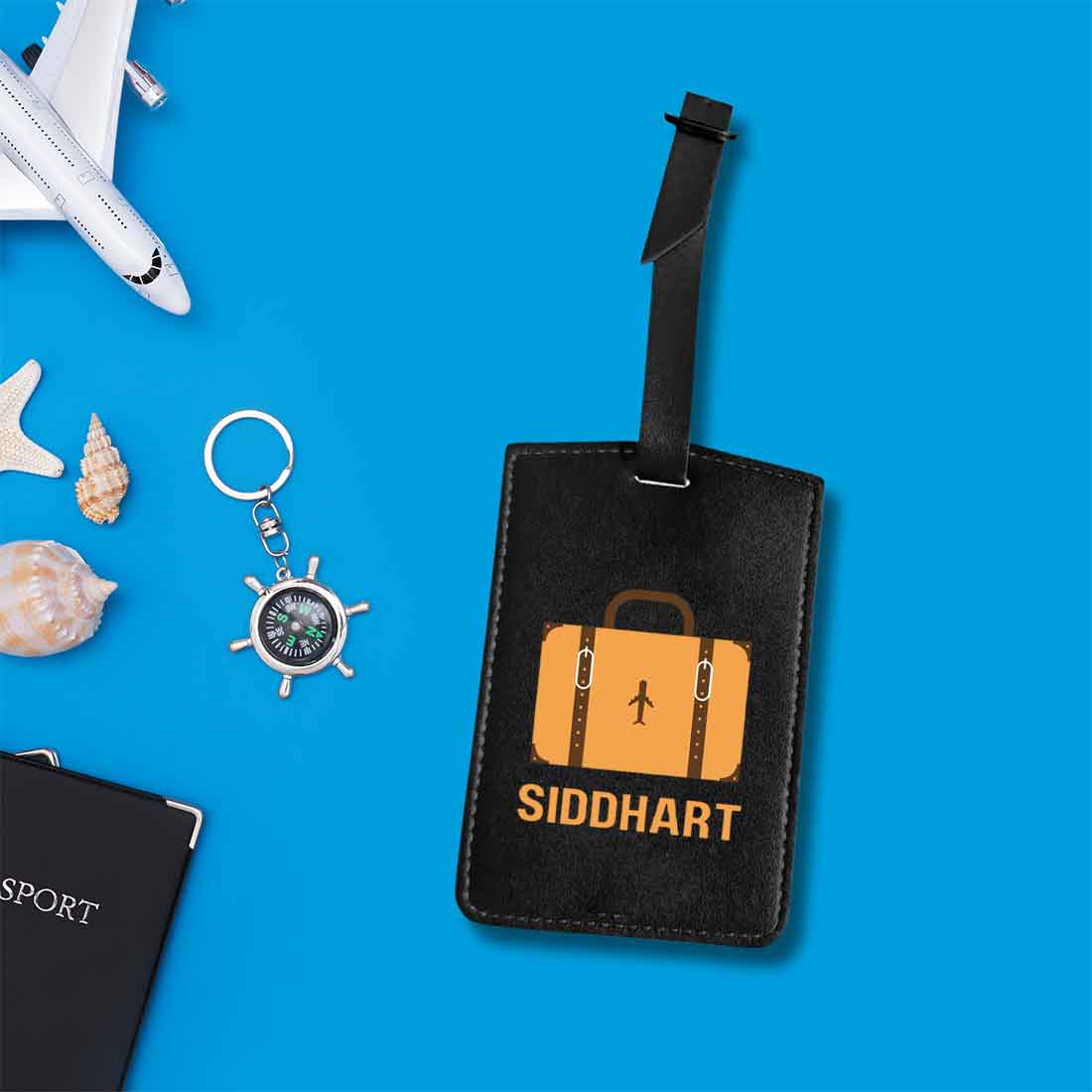 Luggage Tag with Name Custom Design PU Leather Bag Name Tags -Suitcase
