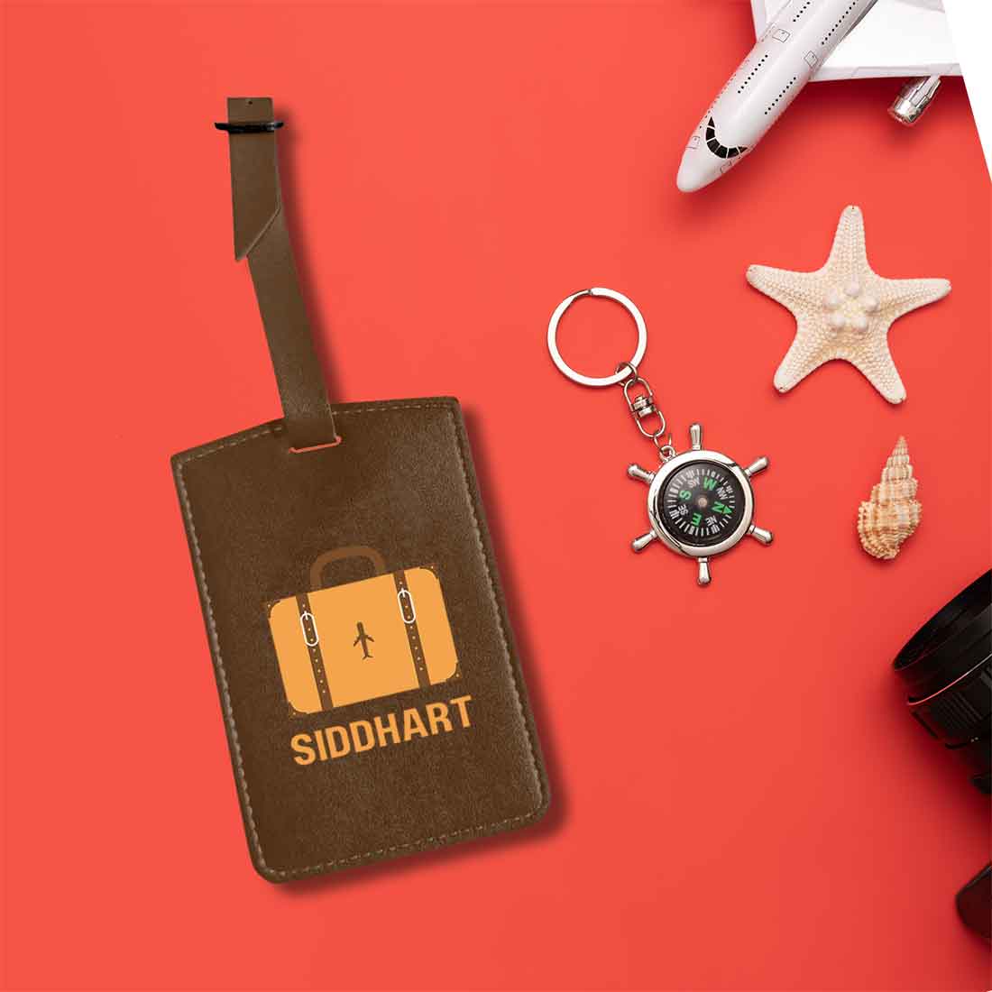 Luggage Tag with Name Custom Design PU Leather Bag Name Tags -Suitcase - Image 10