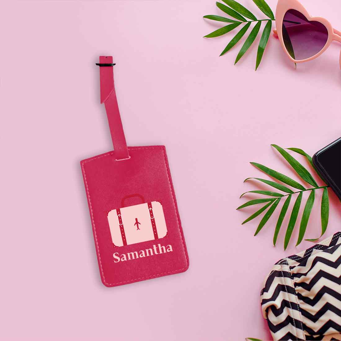 Luggage Tag with Name Custom Design PU Leather Bag Name Tags -Suitcase - Image 12