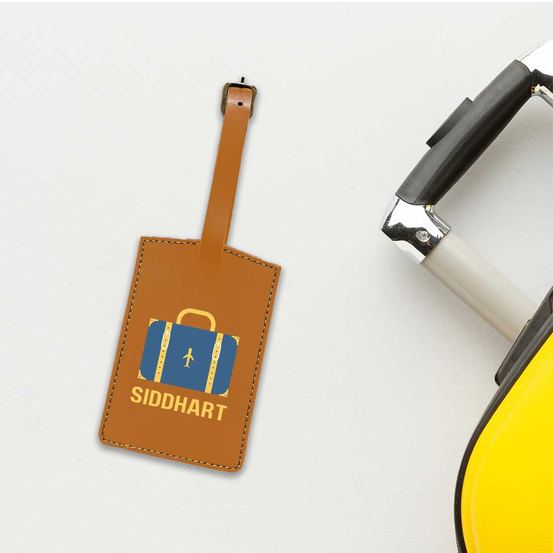 Luggage Tag with Name Custom Design PU Leather Bag Name Tags -Suitcase - Image 2