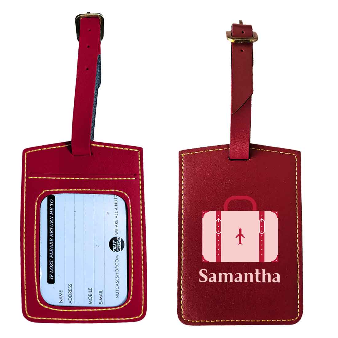 Luggage Tag with Name Custom Design PU Leather Bag Name Tags -Suitcase - Image 20