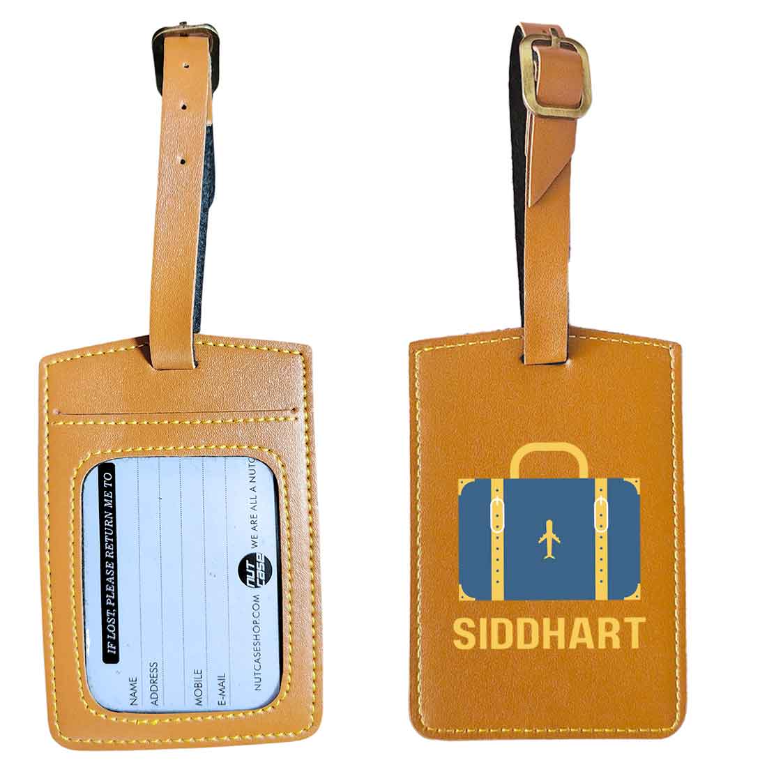 Luggage Tag with Name Custom Design PU Leather Bag Name Tags -Suitcase - Image 3
