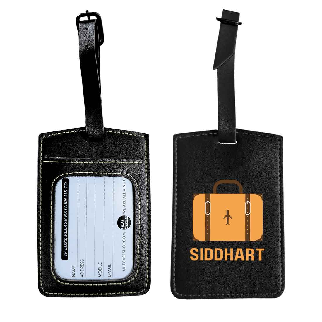 Luggage Tag with Name Custom Design PU Leather Bag Name Tags -Suitcase - Image 5