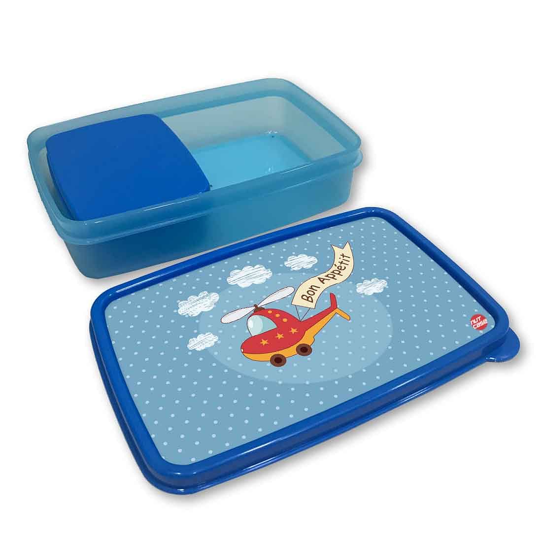 Small Plastic Kids Lunch Box for School Boys Snack Containers - Helicopter - Image 3
