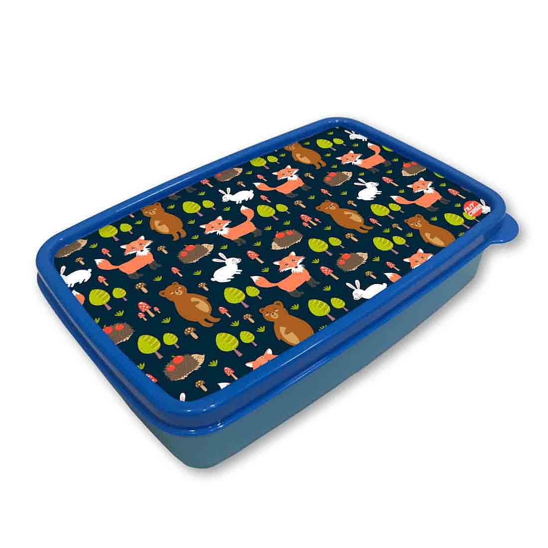 Designer Plastic Lunch Box for School Boy Containers - Fox and Rabbit - Image 2