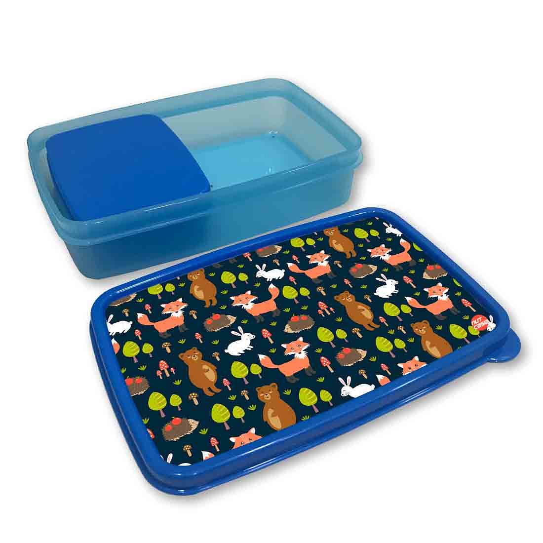 Designer Plastic Lunch Box for School Boy Containers - Fox and Rabbit - Image 3