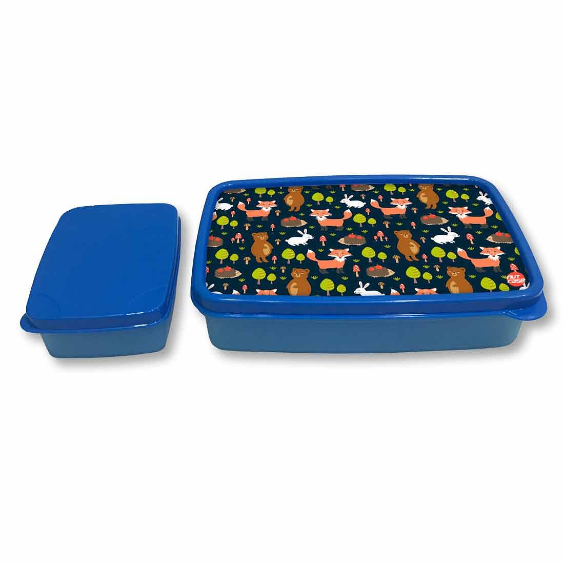 Designer Plastic Lunch Box for School Boy Containers - Fox and Rabbit - Image 4