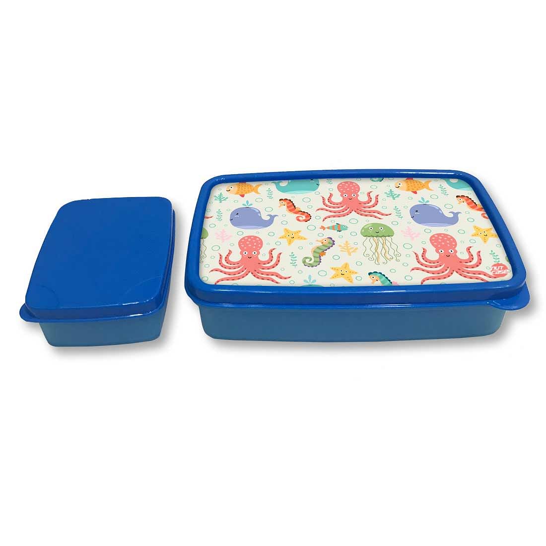 Plastic Designer Lunch Box Organizer for School Kids Boys - Octopus and Jellyfish - Image 4