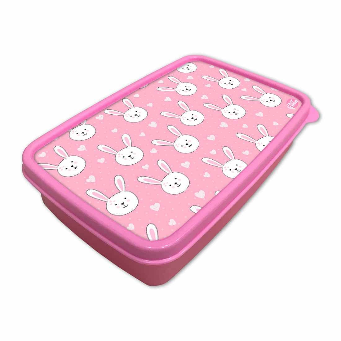 Plastic Designer Childrens Lunch Box for School Girls - Rabbit - Image 2