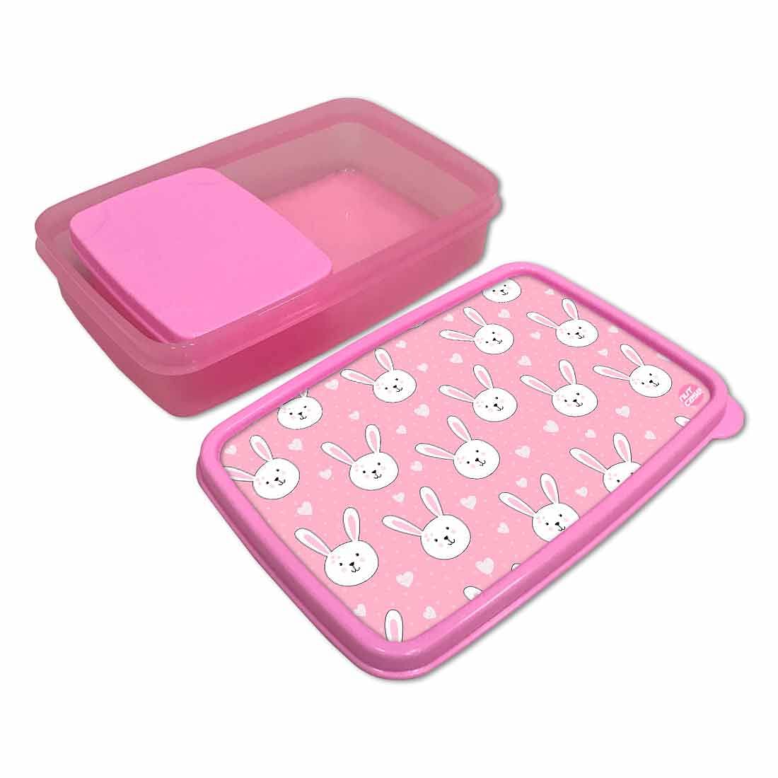 Plastic Designer Childrens Lunch Box for School Girls - Rabbit - Image 3