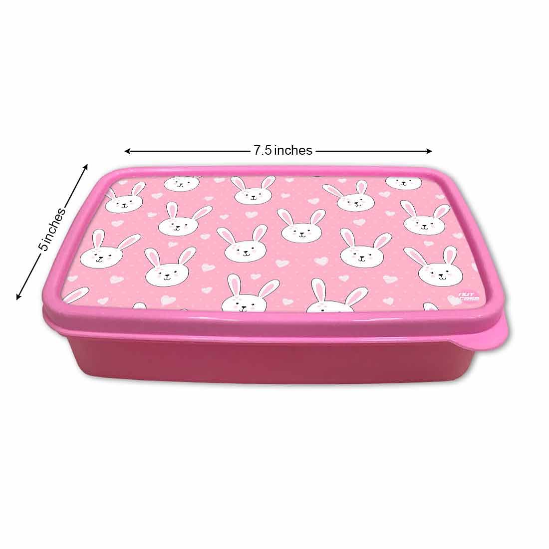 Plastic Designer Childrens Lunch Box for School Girls - Rabbit - Image 5