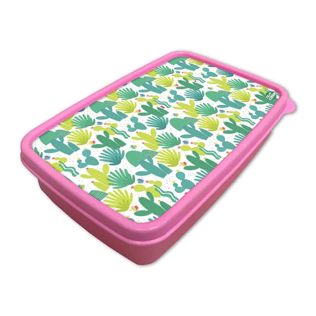 Kids Plastic Lunch Box for Girls School Snack Containers - Cactus Plant - Image 2