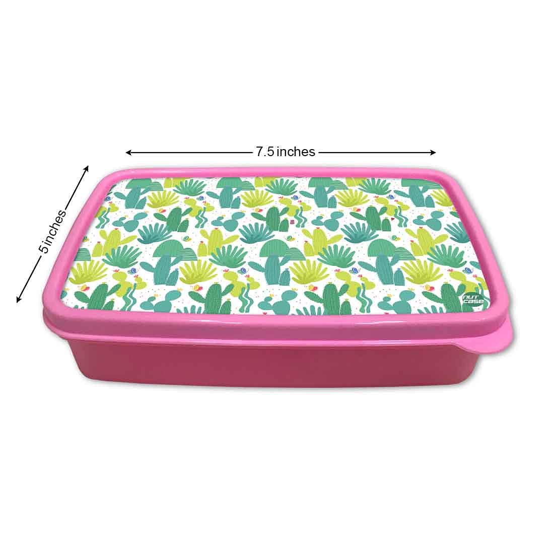 Kids Plastic Lunch Box for Girls School Snack Containers - Cactus Plant - Image 5