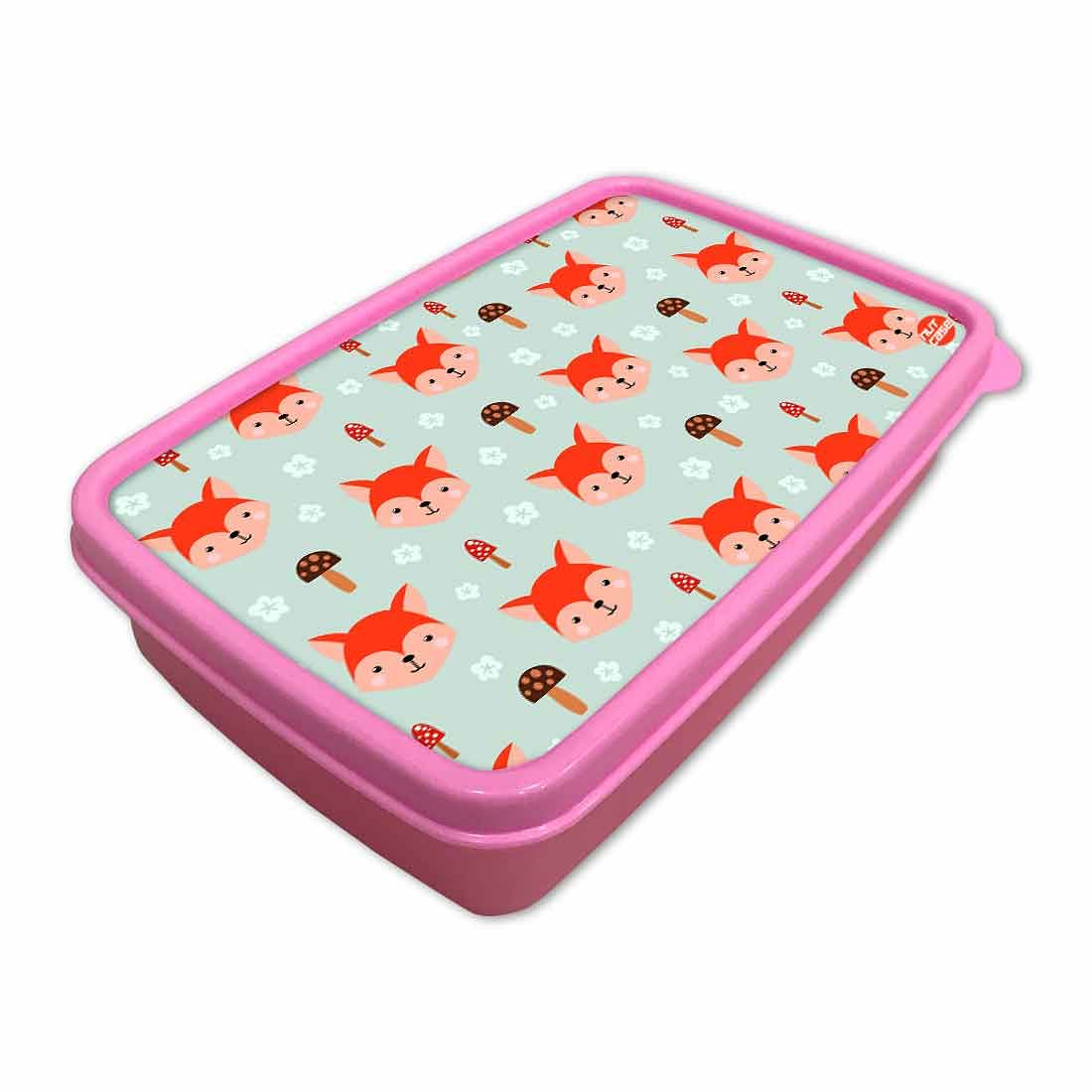 Designer Lunch Box for School Girl With Small Container - Fox - Image 2