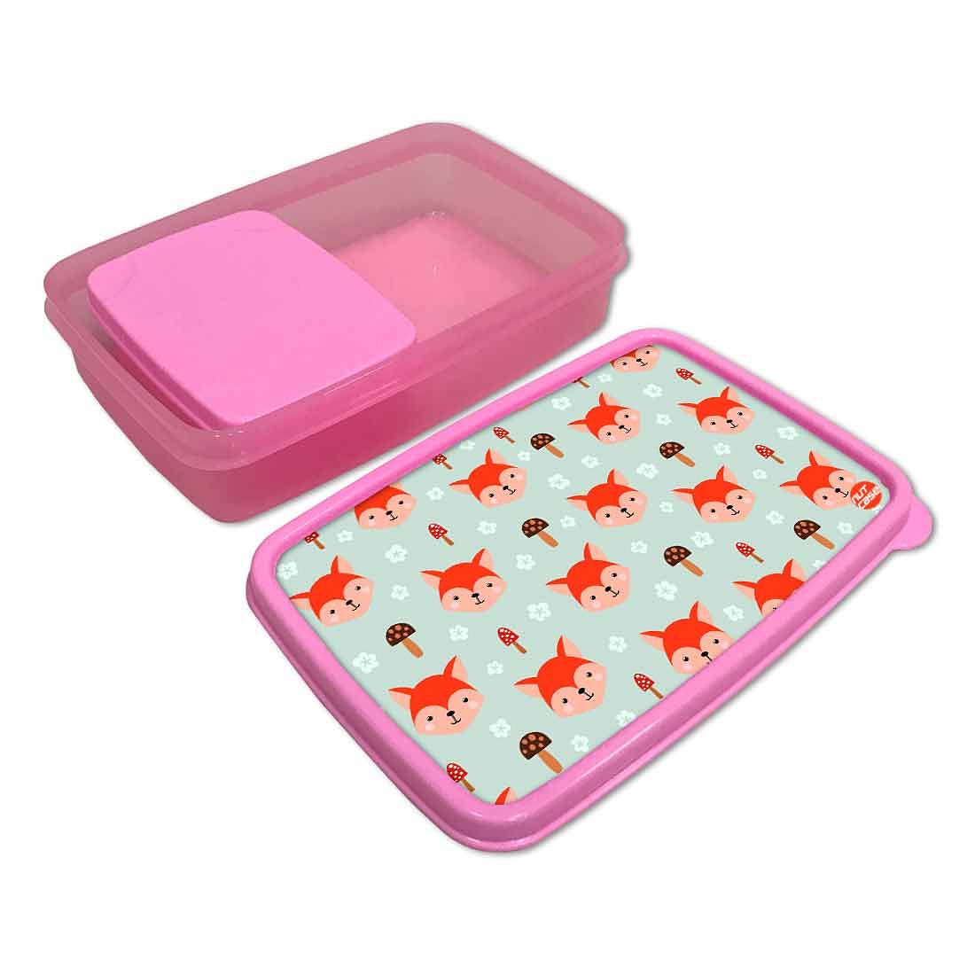 Designer Lunch Box for School Girl With Small Container - Fox - Image 3