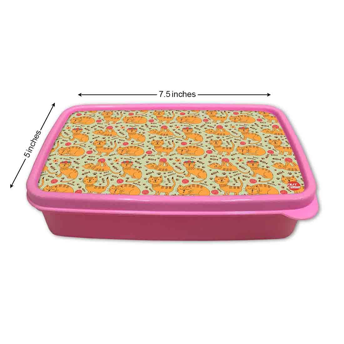 School Girls Lunch Box for Snacks With Small Container - Cute Cat - Image 5