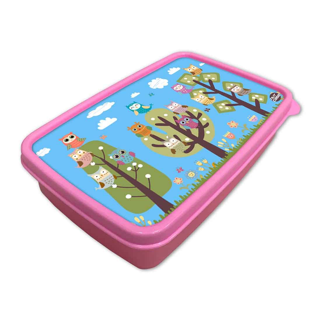 Plastic Tiffin Box for Kids Girls School Snack Containers - Small Owls - Image 2