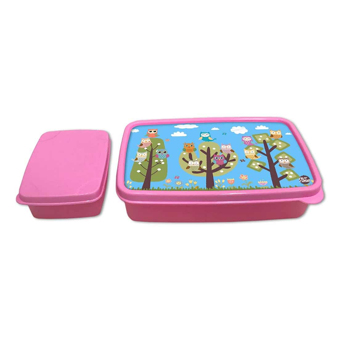 Plastic Tiffin Box for Kids Girls School Snack Containers - Small Owls - Image 4