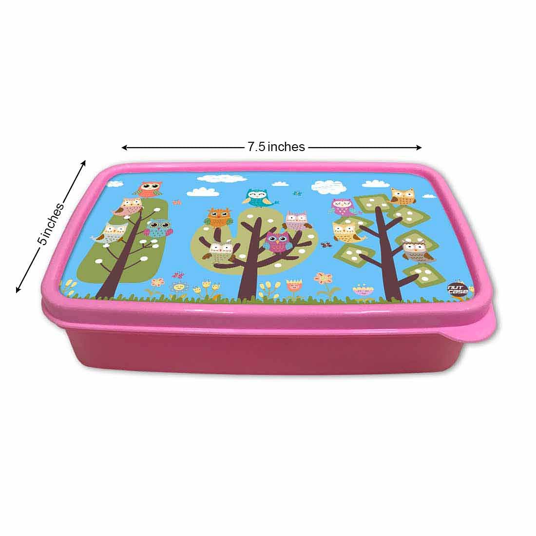 Plastic Tiffin Box for Kids Girls School Snack Containers - Small Owls - Image 5