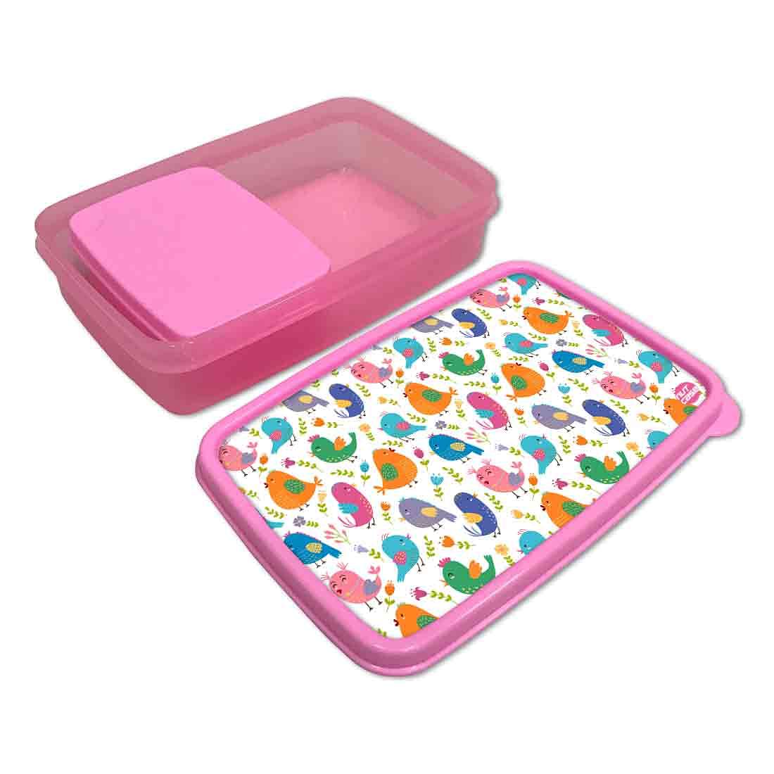 Plastic Tiffin Box for Kids Girls School Snack Containers - Cute Birds - Image 3
