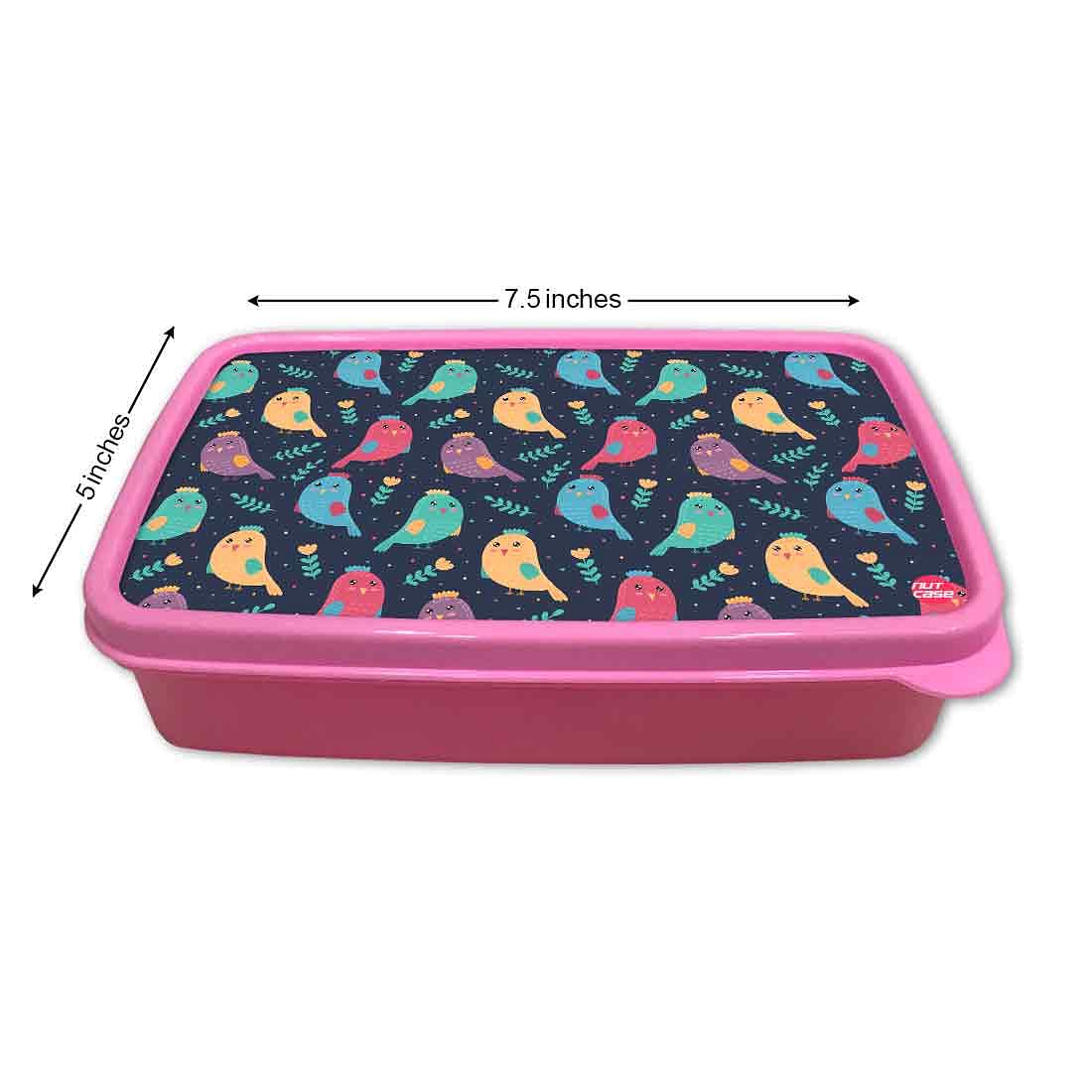 Plastic Kids Lunch Box for School Girls Snack Containers - Birds - Image 5
