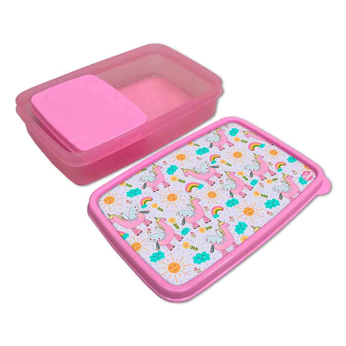 Snacks Serving Box With Small Container for School Kids Girls - Unicorn and Cloud - Image 3