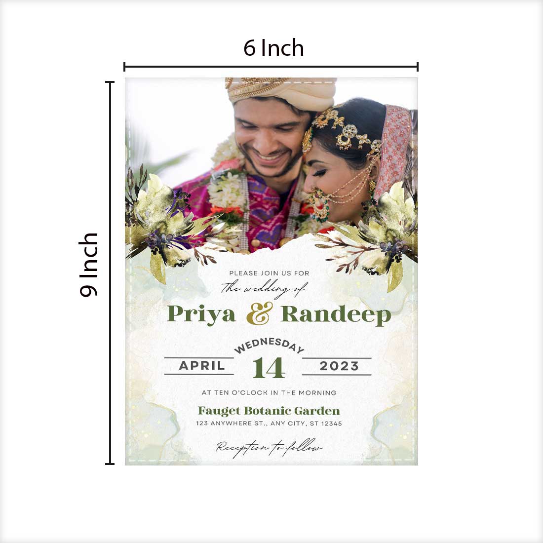 Marriage Invitation Card Design with Photo - Custom Weding Card-6x9 Inches (Acrylic or Satin on Paper Board)(25 pcs) - Image 5