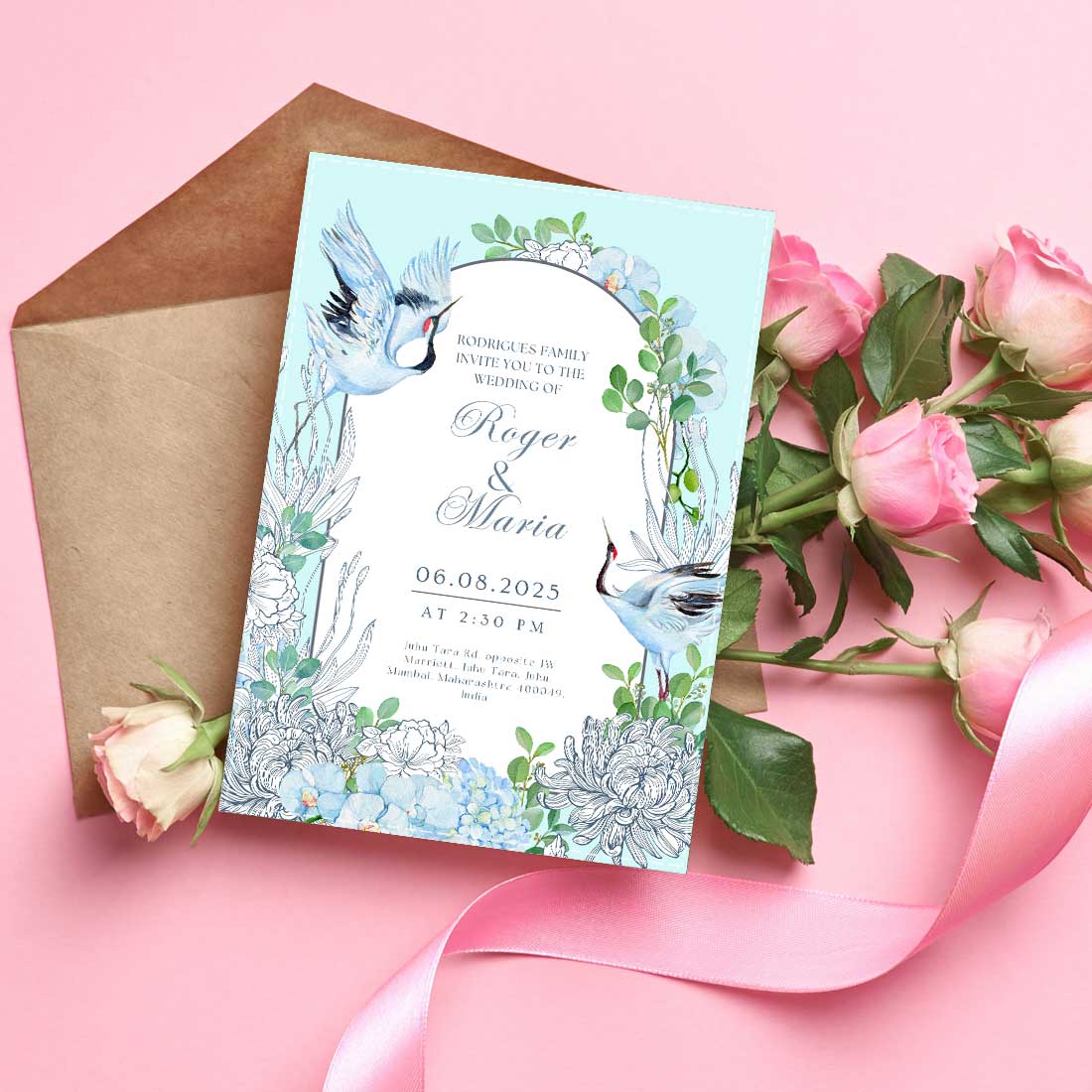 Marriage Wedding Card - Custom Invitation Card for Wedding-6x9 inches (Acrylic or Satin on Paper Board)(25 pcs)