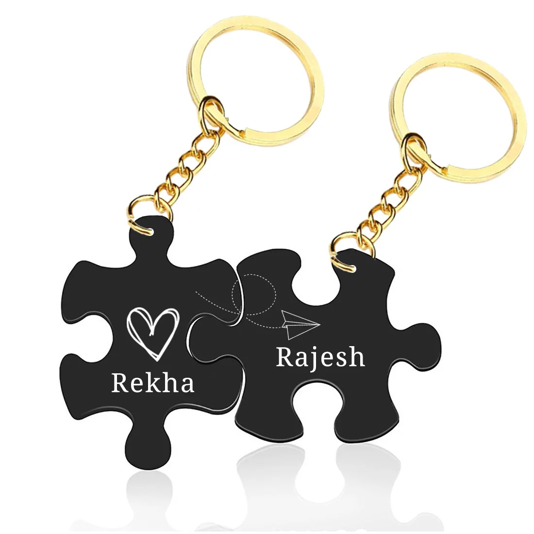 Personalized Name Keychain for Couples Add Your Text Set of 2 - Image 3