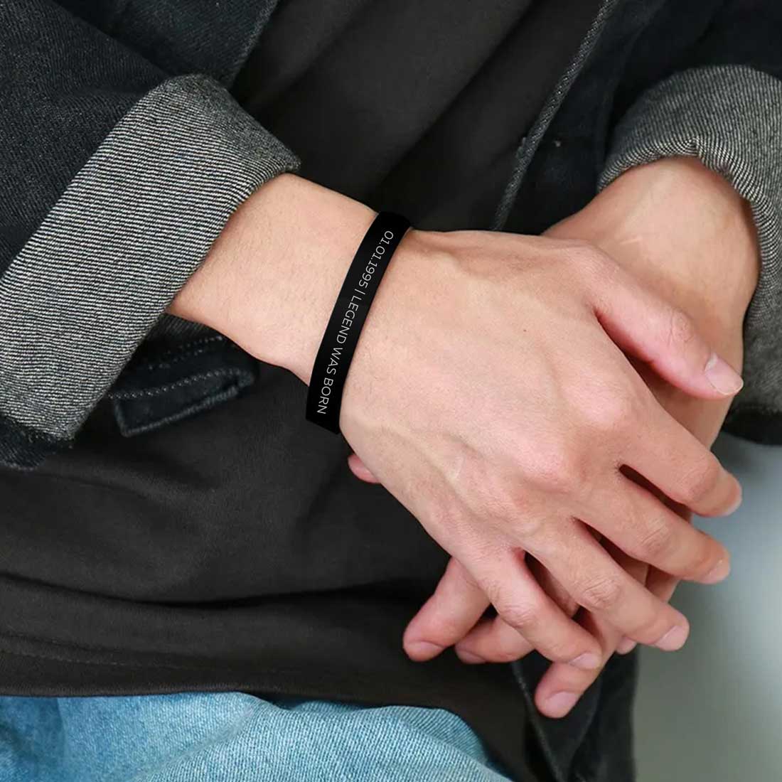 Mens Personalised Bracelet Gifts on Birthdays - Rose Gold Plated/Black Rhodium/Gold Plated - Add Date - Image 6