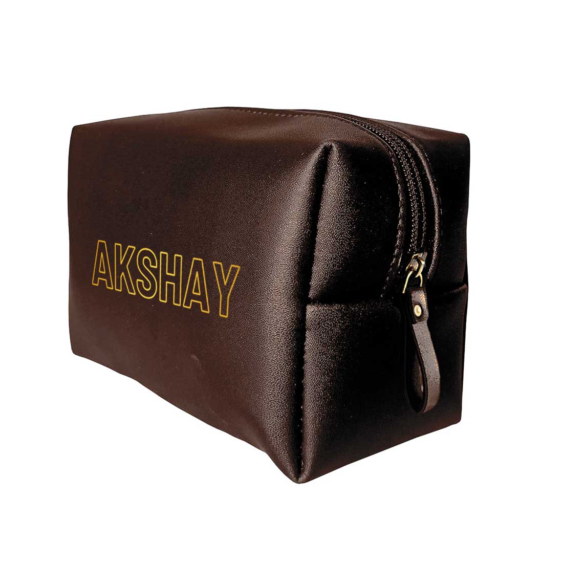 Mens Travel Pouch Bag with Name- Black PU Leather Pouch - Image 17