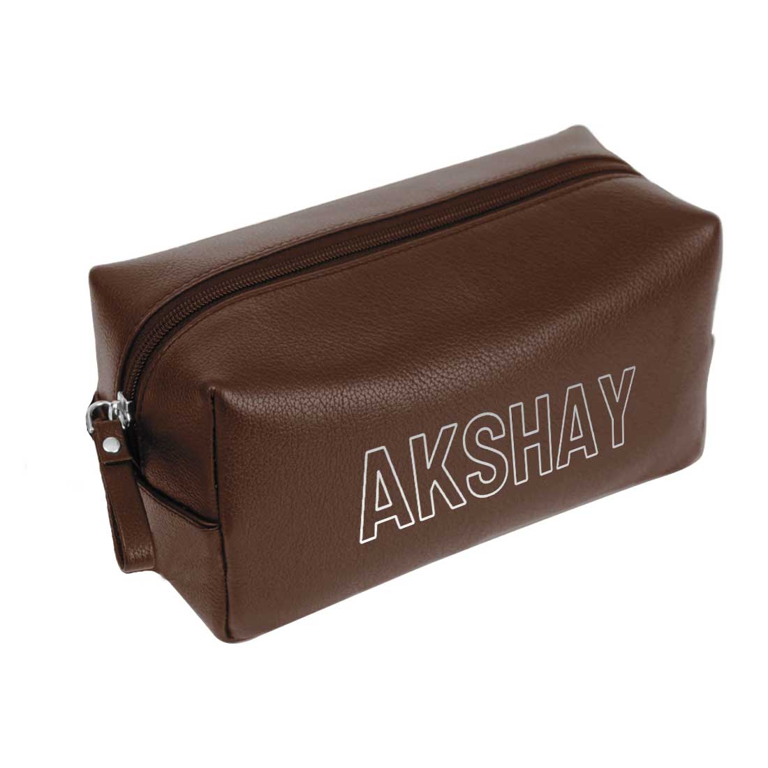 Mens Travel Pouch Bag with Name- Black PU Leather Pouch - Image 18