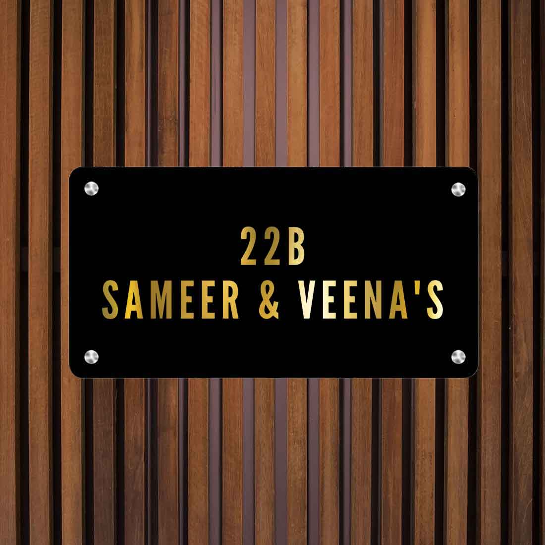 Personalised Metal Name Board for Door Entrance House Flats - Couple Name