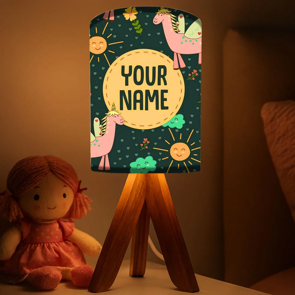 Personalized Tripod Lamp For Bedroom-Flying Unicorn (3W LED Bulb Included)